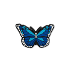 Front view of blue butterfly charm with black and white wing details