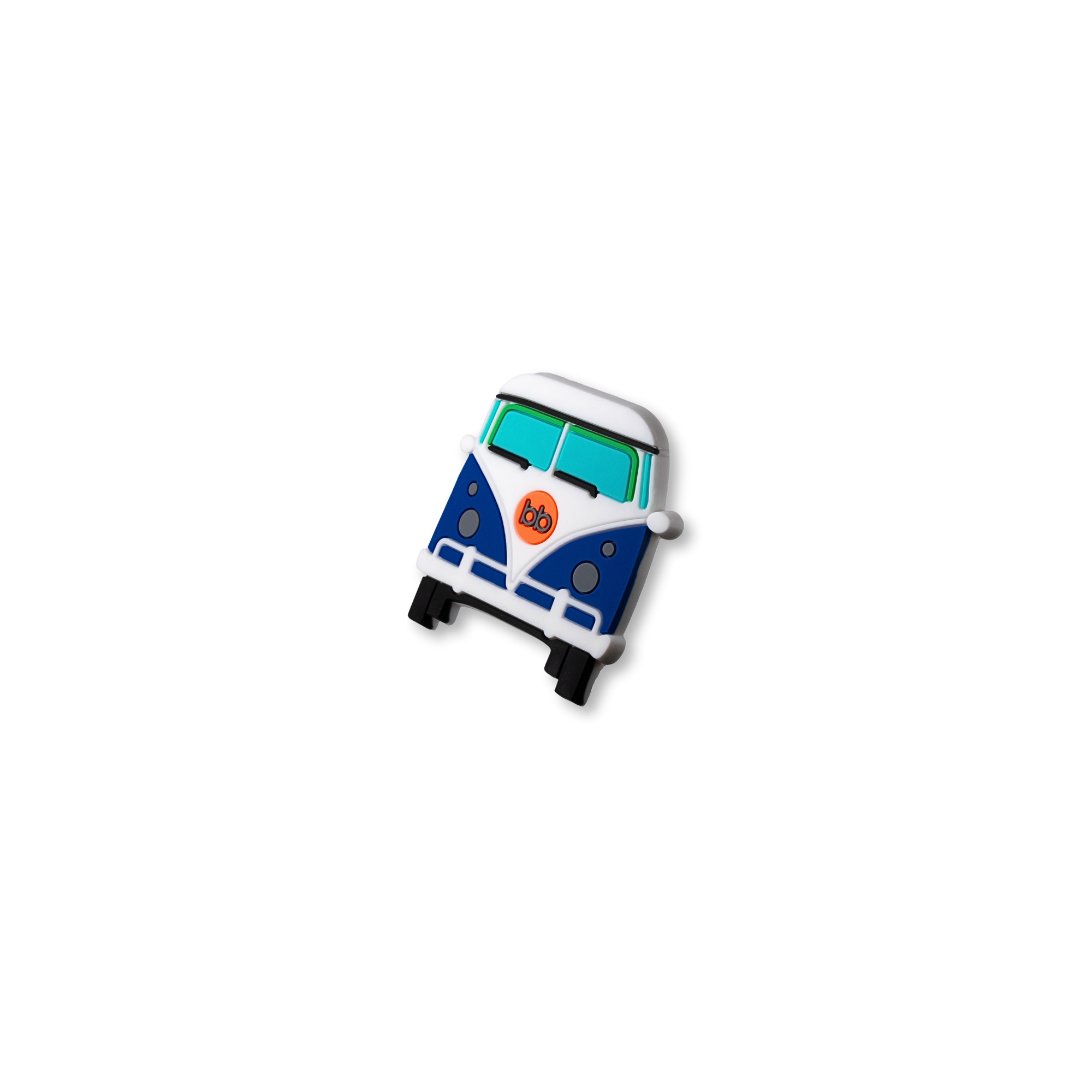 blue and white minivan crate charm shown at angle