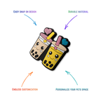 Boba tea snap-on crate charm with easy attachment and durable construction