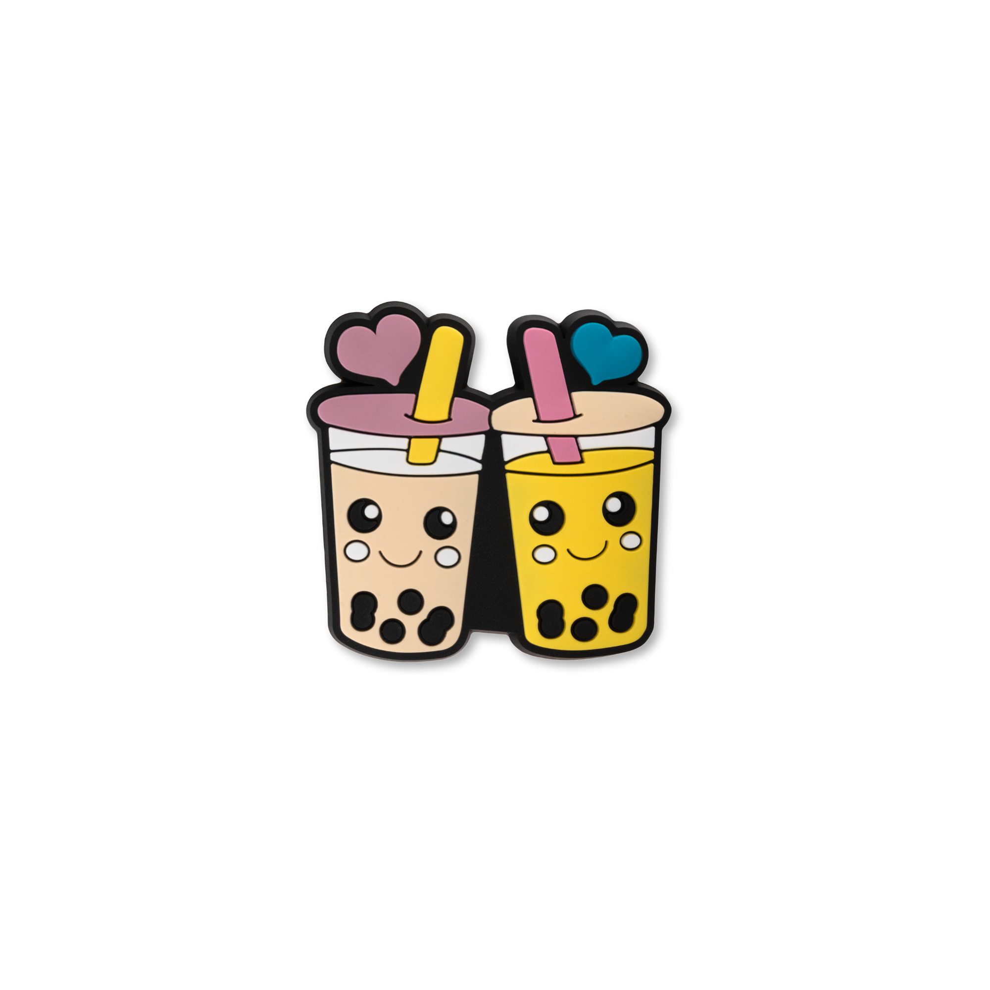 boba tea decorative charms with heart straws and tapioca pearls