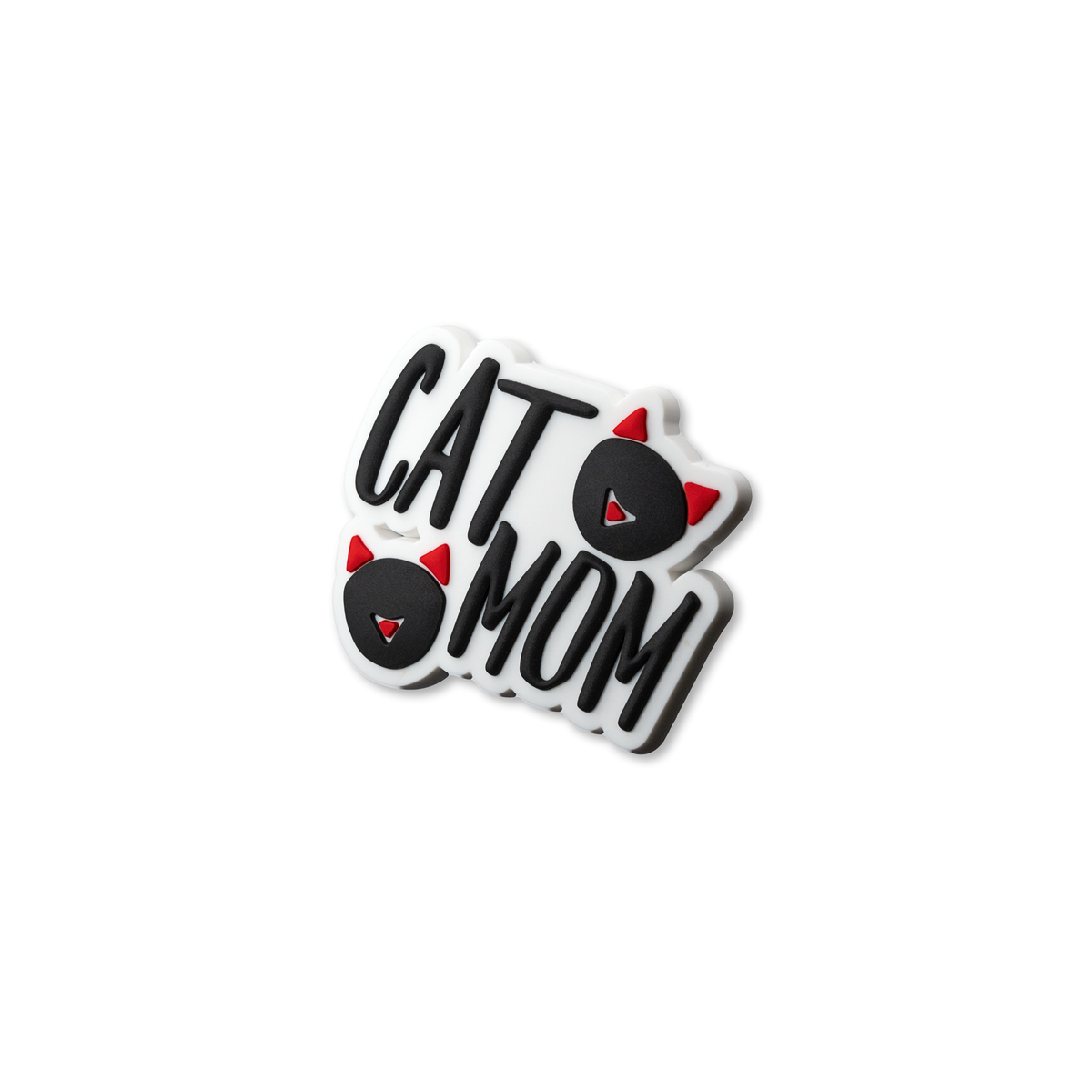 Cat Mom crate charm shown at angle with dimensional design