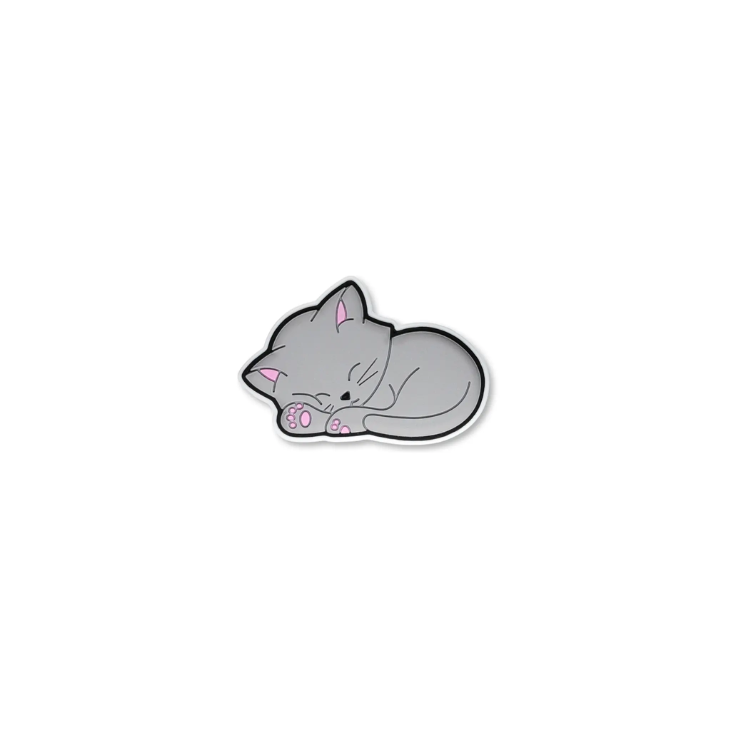 Pet crate accessories gray sleeping kitty crate charm front view Crate Charms snap-on decoration