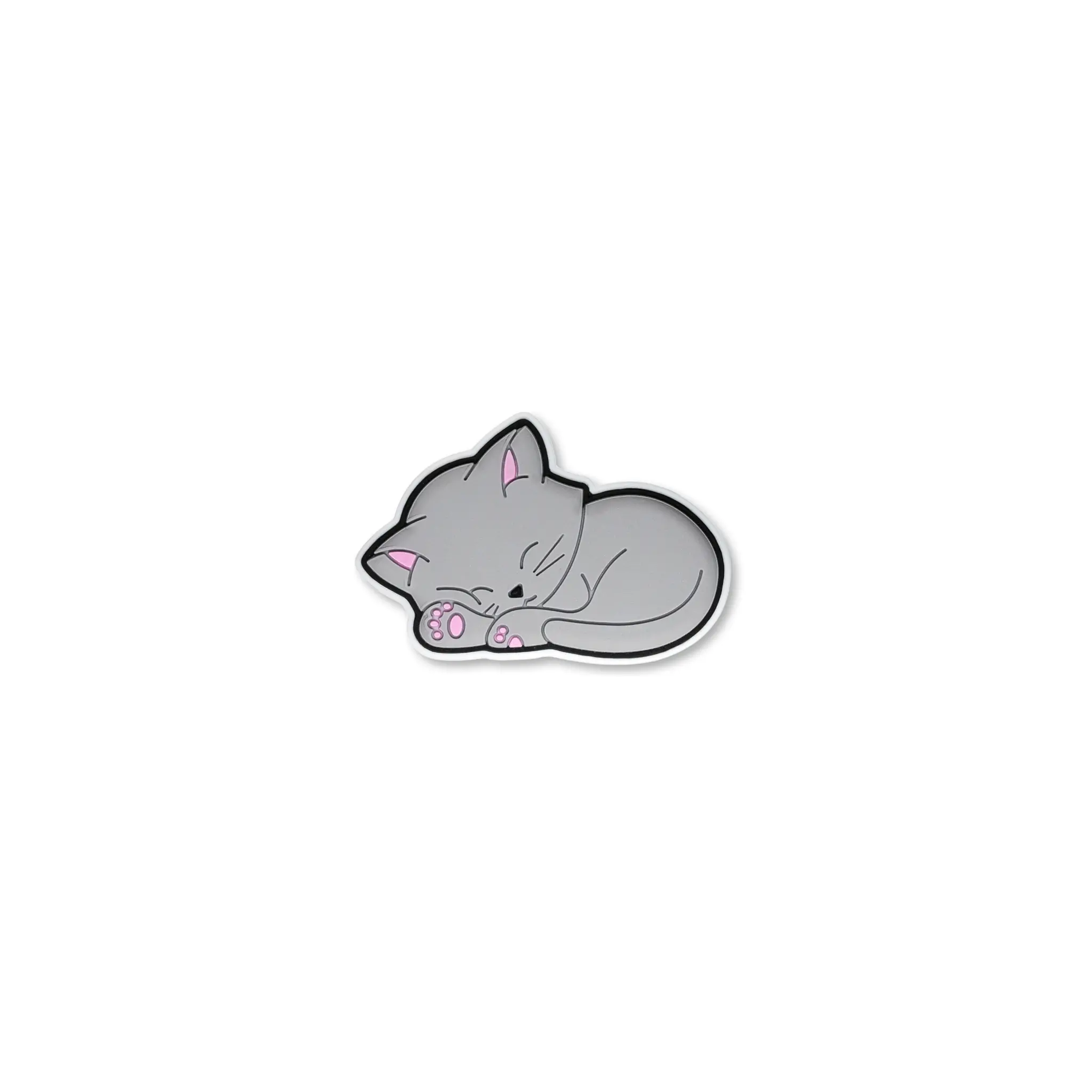 Pet crate accessories gray sleeping kitty crate charm front view Crate Charms snap-on decoration