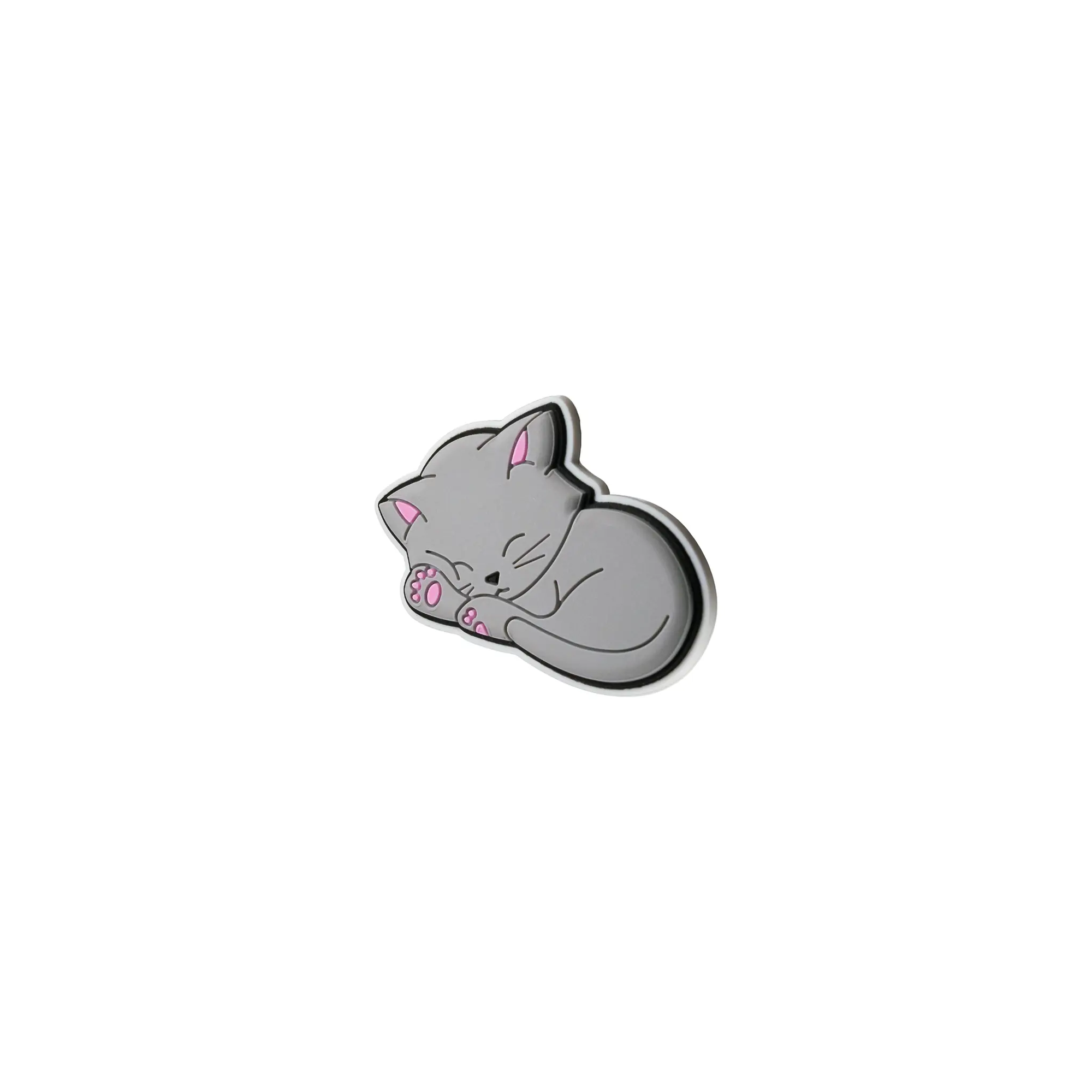 Pet crate accessories gray sleeping kitty crate charm side view Crate Charms snap-on decoration