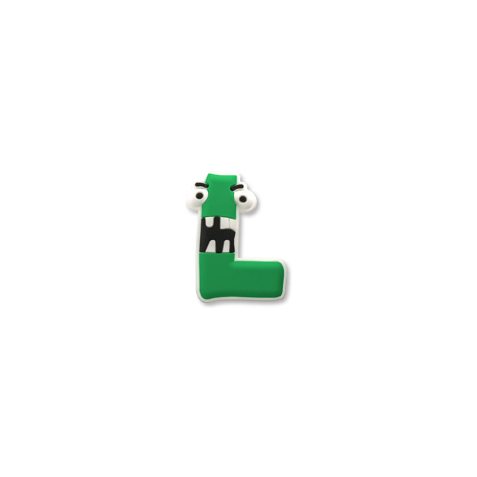 Pet crate accessories green letter L crate charm front view Crate Charms alphabet snap-on decoration