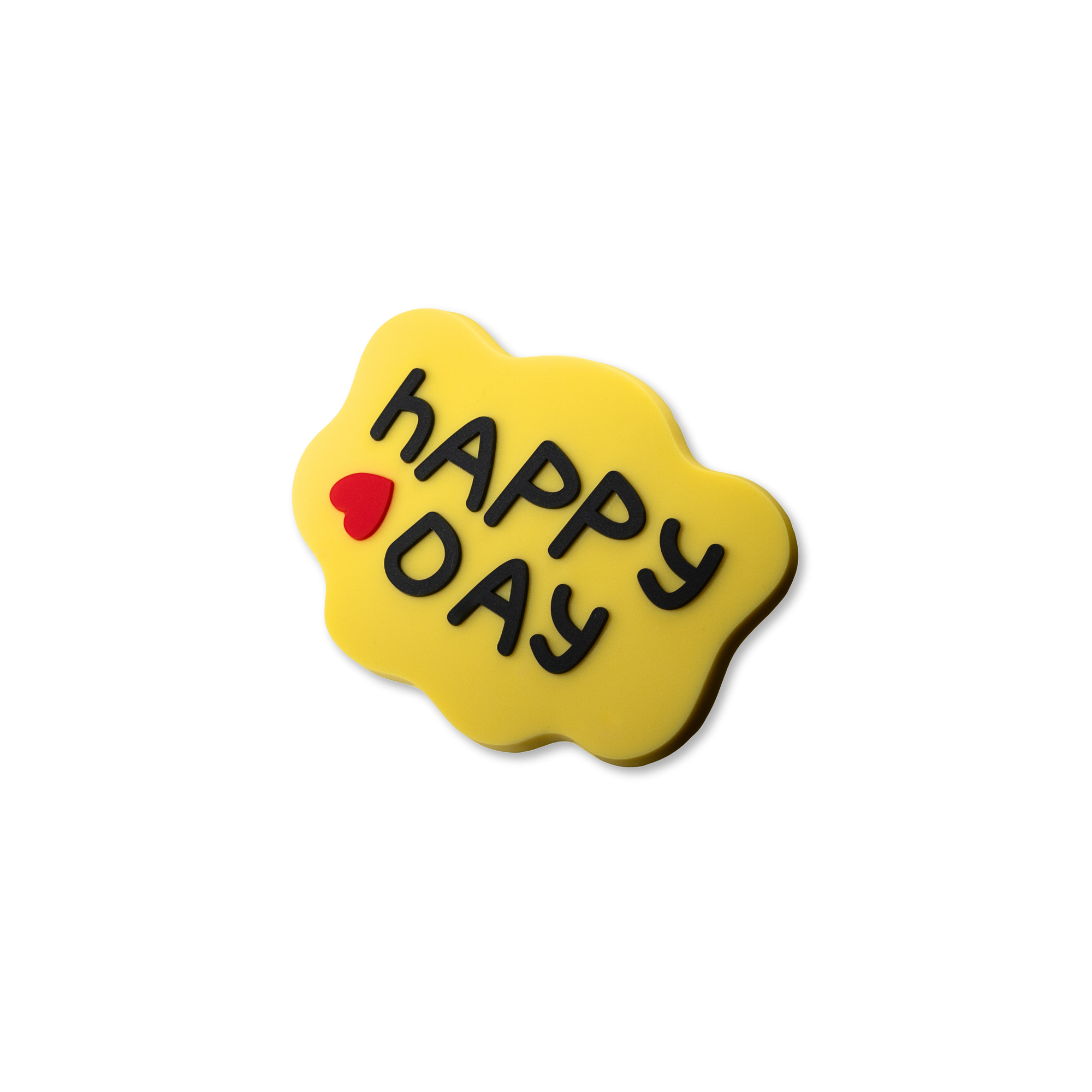 Happy Day crate charm shown at angle with dimensional design