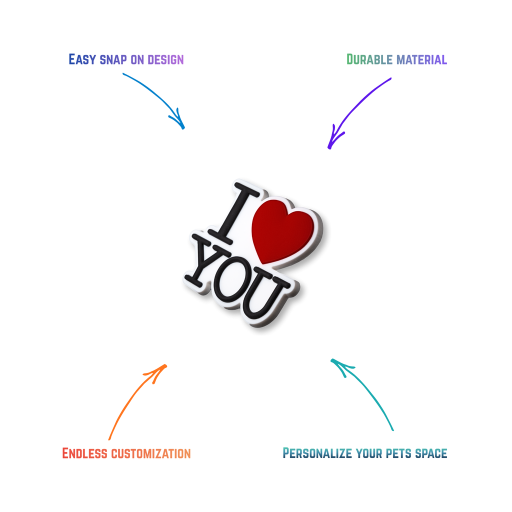 black and white i heart you snap-on charm features: easy attachment and durable construction