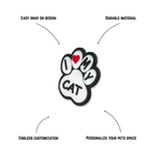 Pet crate accessories i love my cat heart crate charm features benefits callout Crate Charms snap-on decoration