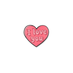 Pink heart decorative charm with I Love You embossed text