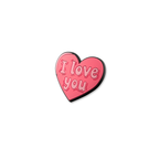 I Love You crate charm shown at angle with dimensional design