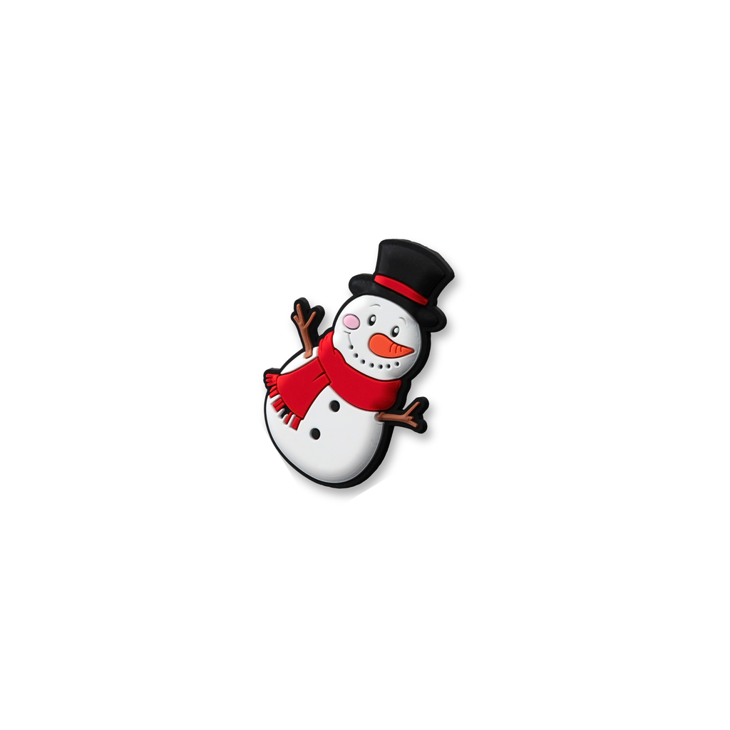 Side view of jolly snowman charm red scarf winter snap-on pet crate decoration