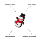 Jolly snowman charm side angle with labeled features durable Christmas pet crate charm