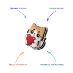 Kitty heart snap-on crate charm with easy attachment and durable construction