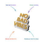 No Bad Vibes snap-on crate charm with easy attachment and durable construction