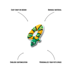 Pet crate accessories number four crate charm features benefits callout Crate Charms snap-on durable customizable