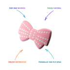 Pink bow tie snap-on crate charm with easy attachment and durable construction