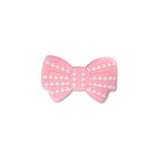 Pink bow tie decorative charm with white stitching detail
