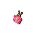 Pink butterfly crate charm shown at angle with dimensional design