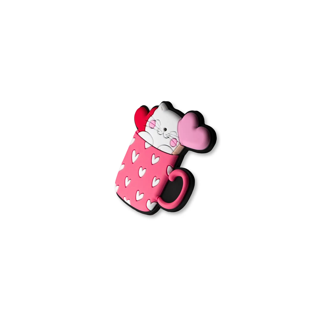 Pet crate accessories pink mug kitty crate charm side view Crate Charms snap-on decoration