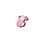 white kitty in a heart decorated pink and white cup crate charm shown at angle