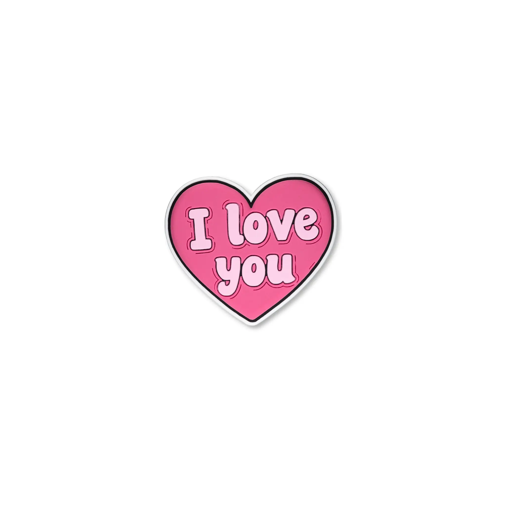 Pet crate accessories pink heart i love you crate charm front view Crate Charms snap-on decoration