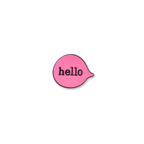 pink chat bubble hello crate charm frontHello! Crate Charms