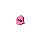pink chat bubble hello crate charm shown at angle