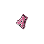 pink and white letter a crate charm shown at angle