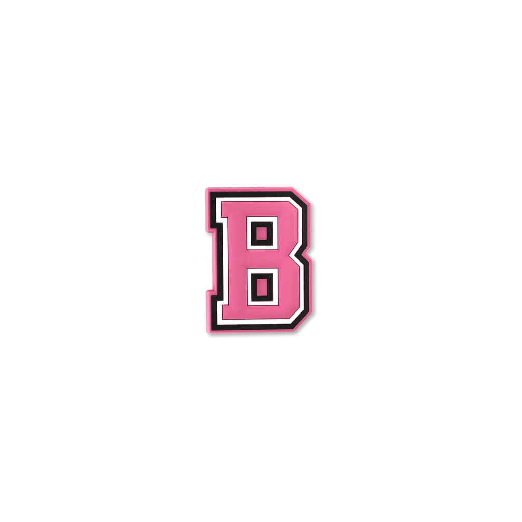 pink and white letter b crate charm front