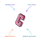 pink and white letter c snap-on charm features: easy attachment and durable construction