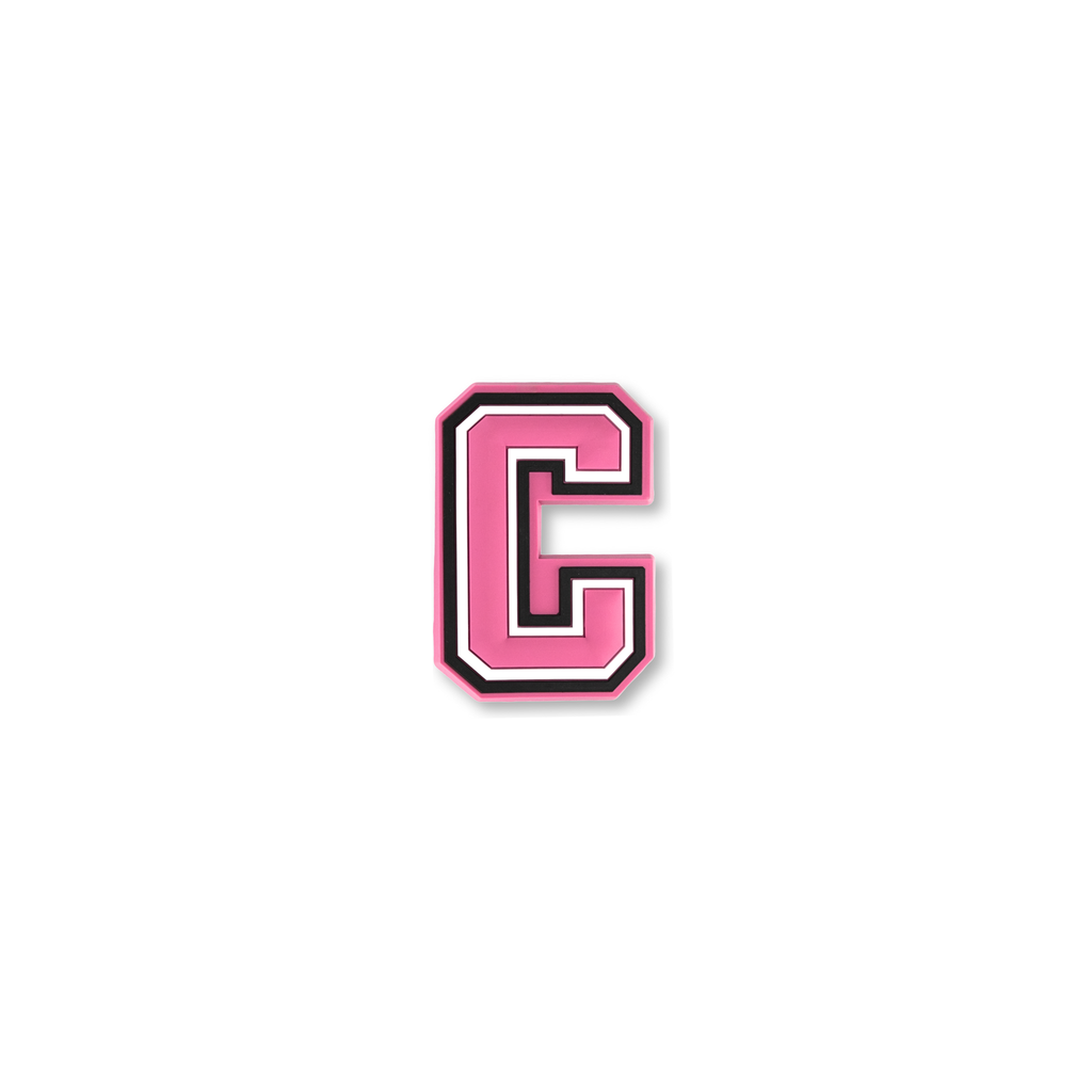 pink and white letter c crate charm front