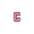 pink and white letter c crate charm front