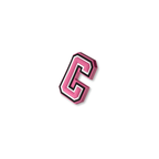 pink and white letter c crate charm shown at angle