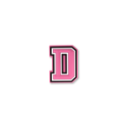 pink and white letter d crate charm front