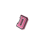 pink and white letter d crate charm shown at angle