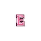 pink and white letter e crate charm front