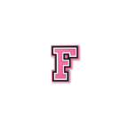 pink and white letter f crate charm front