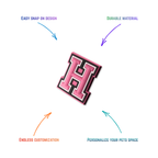 pink and white letter h crate charm front