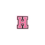 pink and white letter h crate charm shown at angle