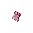 pink and white letter h crate charm shown at angle