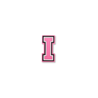 pink and white letter i crate charm front