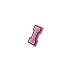 pink and white letter i crate charm shown at angle