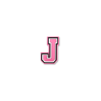 pink and white letter j crate charm front