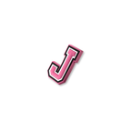 pink and white letter j crate charm shown at angle