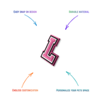 pink and white letter l snap-on charm features: easy attachment and durable construction