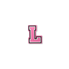 pink and white letter l crate charm front