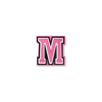 pink and white letter m crate charm front