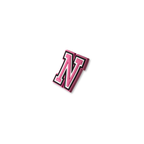 pink and white letter n crate charm shown at angle