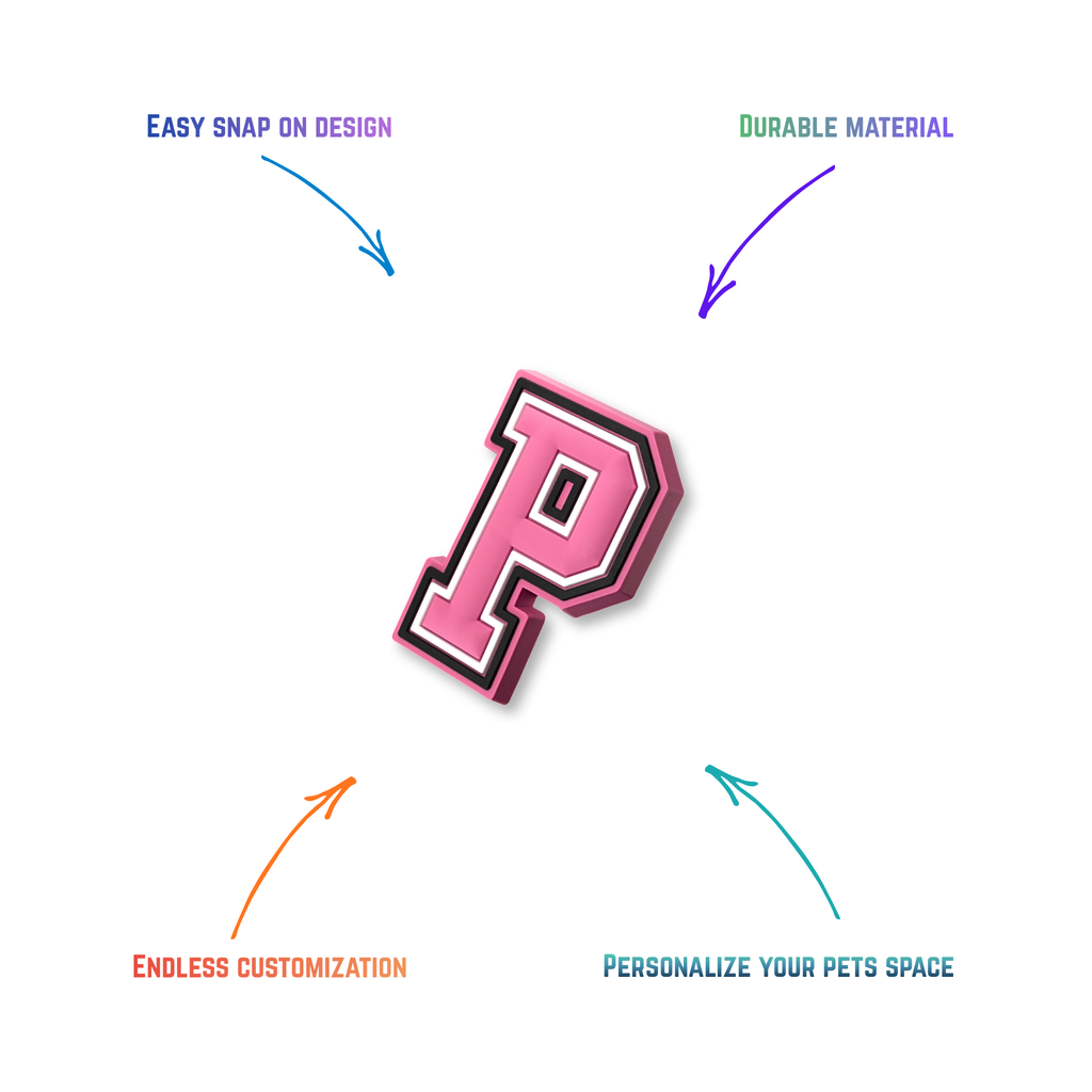 pink and white letter j snap-on charm features: easy attachment and durable construction