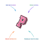 pink and white letter j snap-on charm features: easy attachment and durable construction